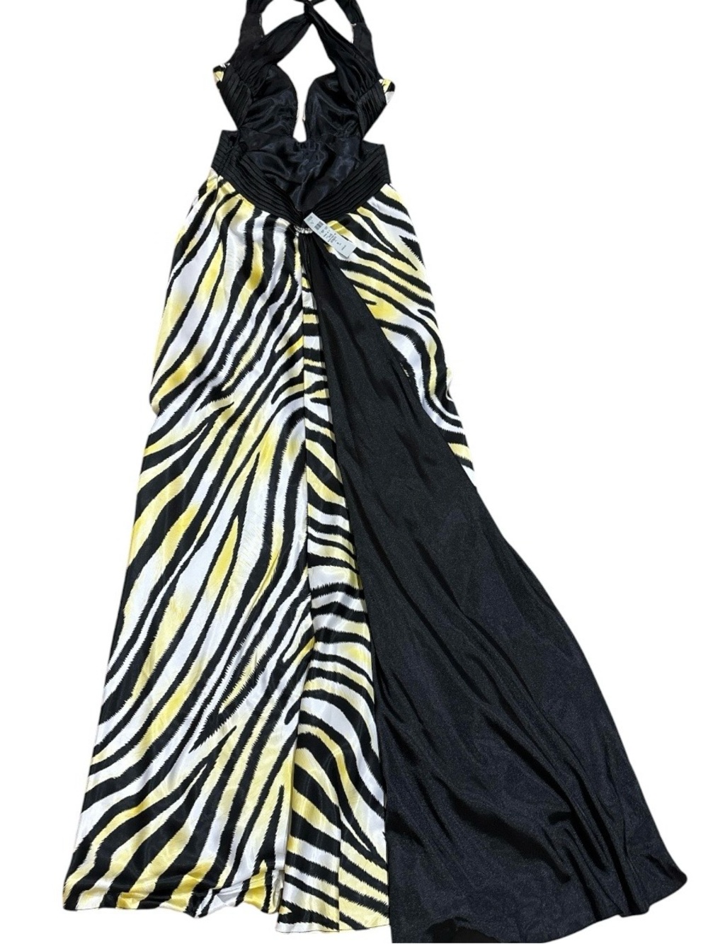 Caché Y2K Zebra Halter Maxi Gown Open Back Prom Formal Dress Sz 10 NWT - Picture 8 of 14